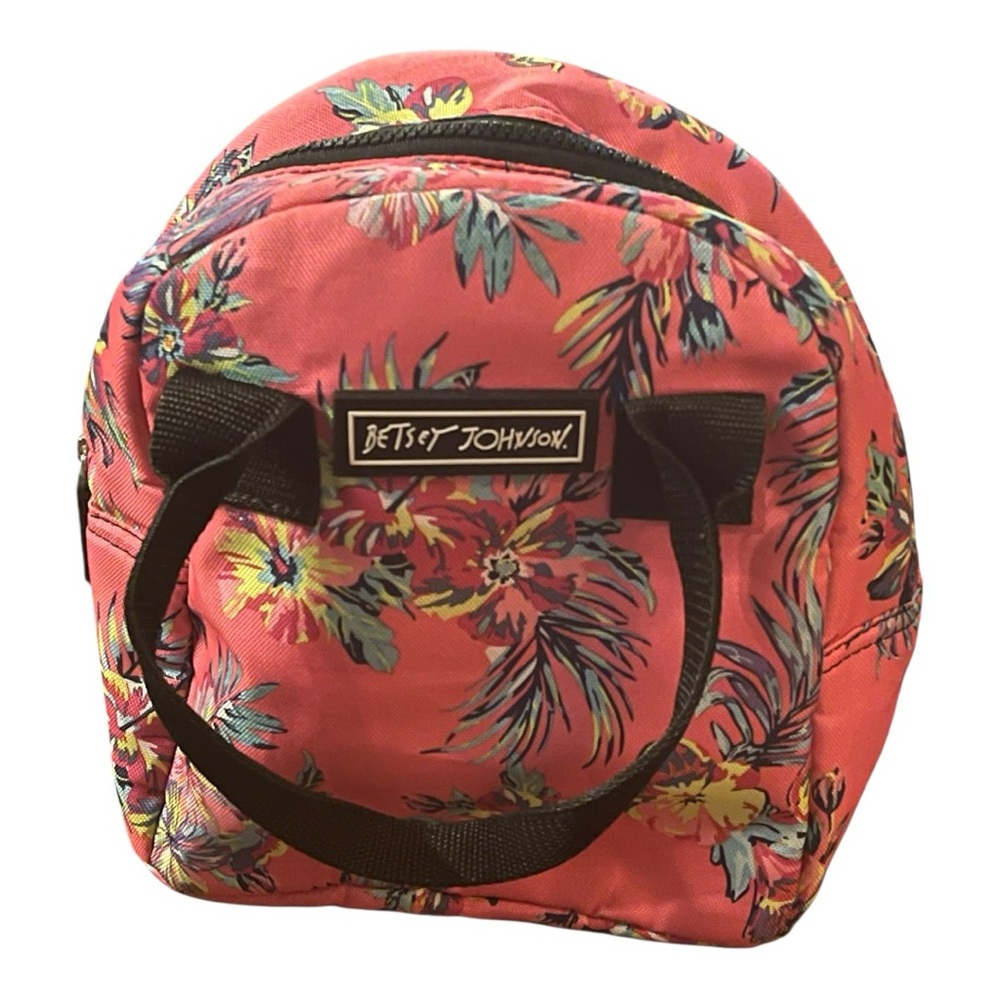 Betsey Johnson Floral Insulated Lunch Bag Coral Tropical Print Tote - Picture 4 of 9